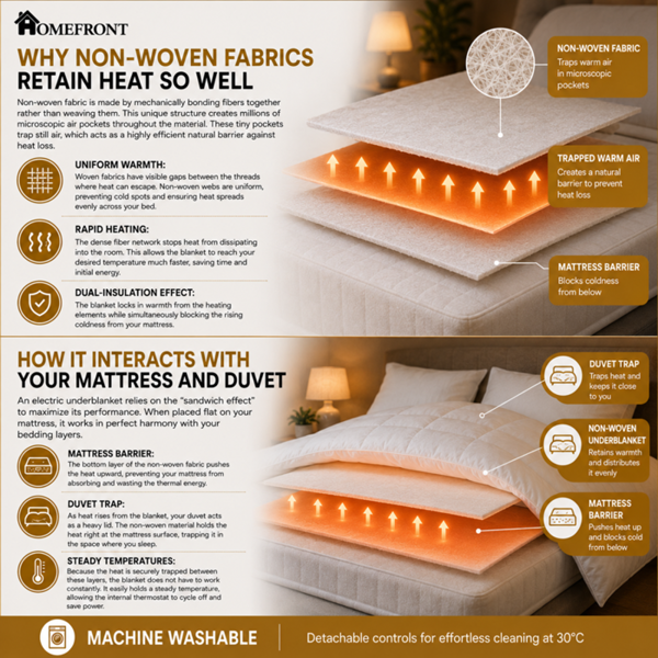 Homefront Electric Blanket Double Size Dual Control, Built In Advanced Overheat Protection System with Auto Safety Shut Off