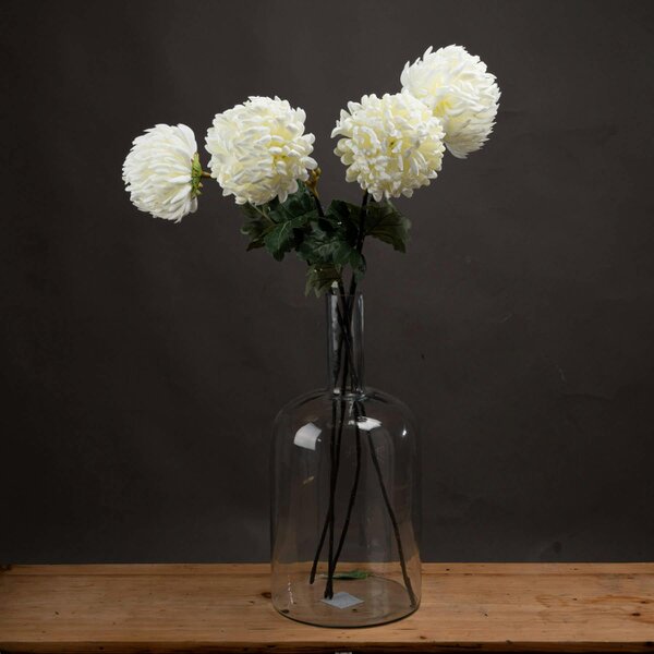 Wyld Haus Set of 3 Artificial Flowers Large White Chrysanthemum Stems