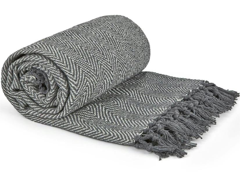 Herringbone Throw 50x60" Silver