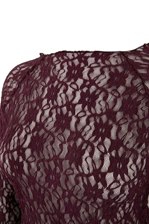 WOVCOR Black Lace Knit Plus Size Blouse