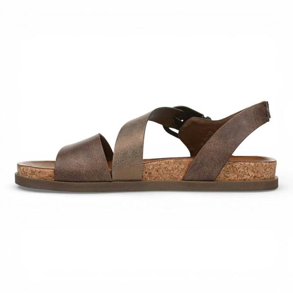 Blowfish Malibu Women's Brown Silver Footbed Strappy Flat Sandals - Lance