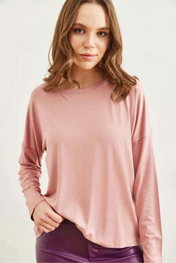 Hoxton Gal Crew Neck Draped Batwing Viscose Blouse
