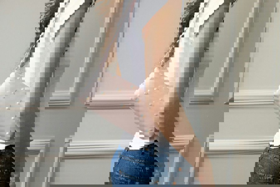 SVNX Pink Shoulder bag with pearl studs