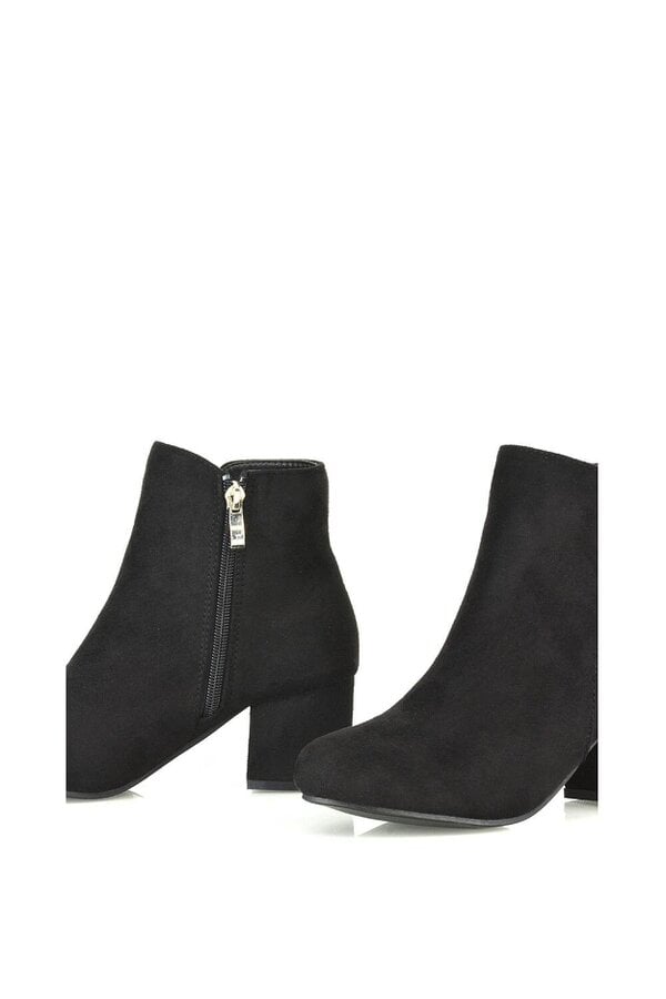 XY LONDON Mid Block Heel Zip Up Ankle Boots