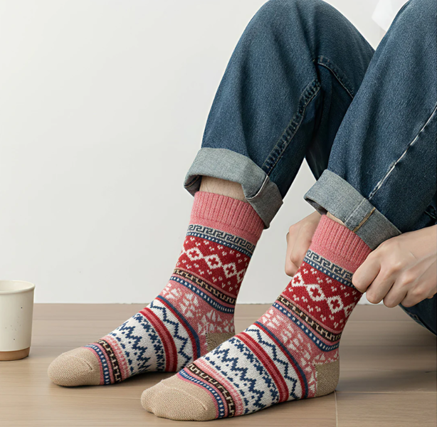 Anysox 5 Pairs Wool Socks One Size 5-9 Thick Warm Winter Mix Colors