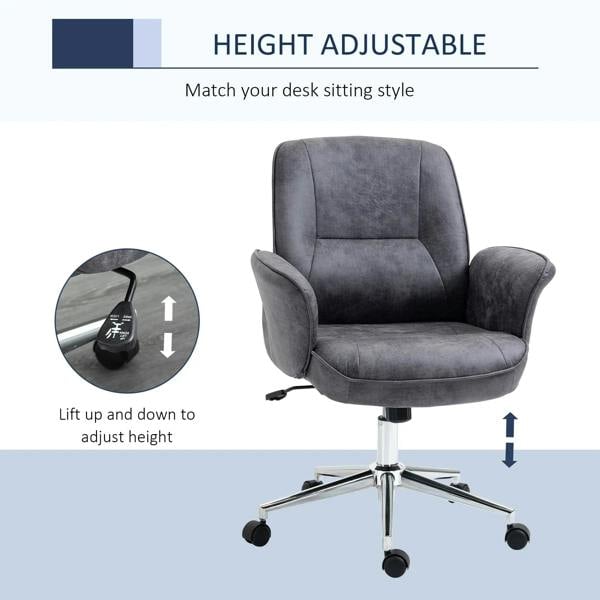 Charcoal grey mid-back office chair with padded seat and height-adjusting swivel base