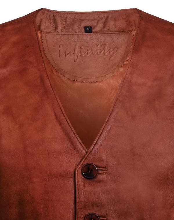 Infinity Leather Mens Leather Waistcoat Formal Traditional Gilet Vest