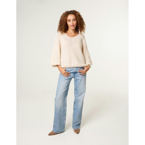 Blue Vanilla Pointelle Knit Batwing Jumper