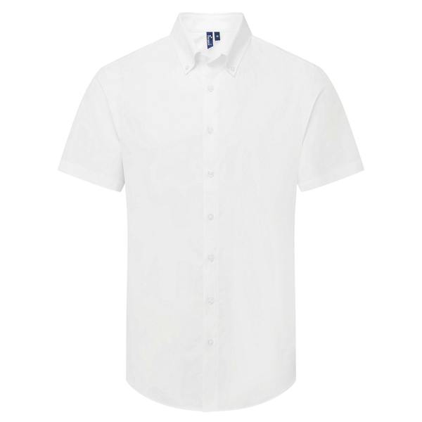 Premier Mens Supreme Oxford Short-Sleeved Formal Shirt - White
