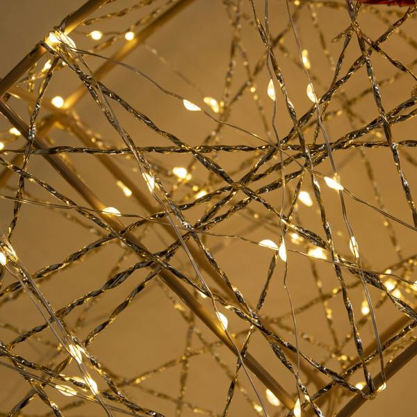 Samuel Alexander 90cm Light up Gold Twist Christmas Wreath with Red Bow and 1440 Warm White LEDs