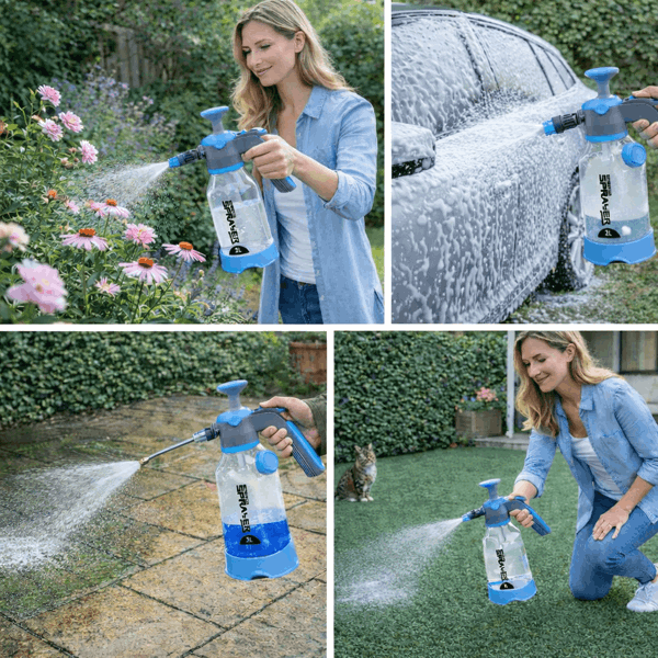ProKleen 2L Hand Pump Sprayer, Snow Foam Spray Bottle with 3 Adjustable Nozzles