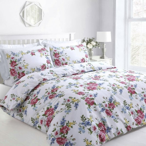 Velosso Vintage Floral Printed Cotton Blend Duvet Cover and Pillowcase Set
