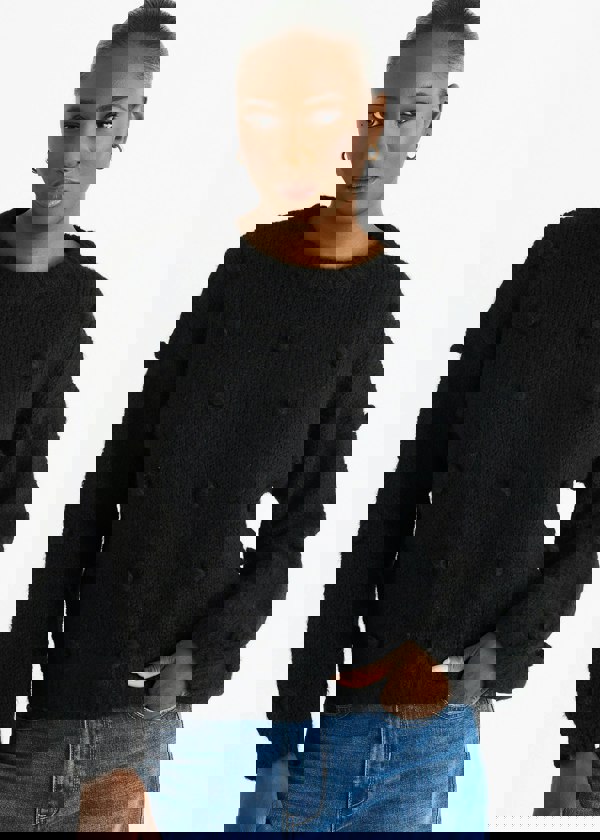 Gini London Black Wool Mix Oversized Knit Jumper