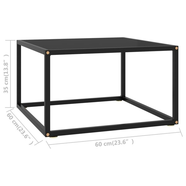 Berkfield Coffee Table Black with Black Glass 60x60x35 cm