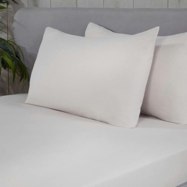 Smart Living 100% Brushed Cotton Flannelette Fitted Sheet or Pillowcase Pair - White