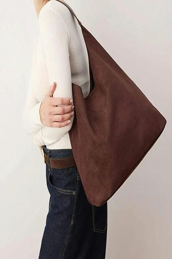 WOVCOR Suede Shoulder Bag with Matching Makeup Pouch