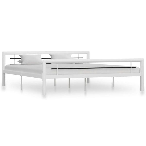 Berkfield Bed Frame White and Black Metal 180x200 cm 6FT Super King