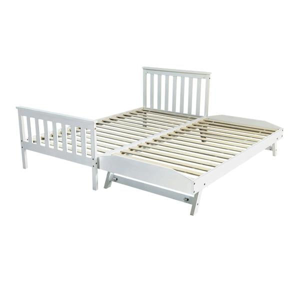 Kudlhome Jinsen Single Bed Frame with Trundle / Guest Bed, White
