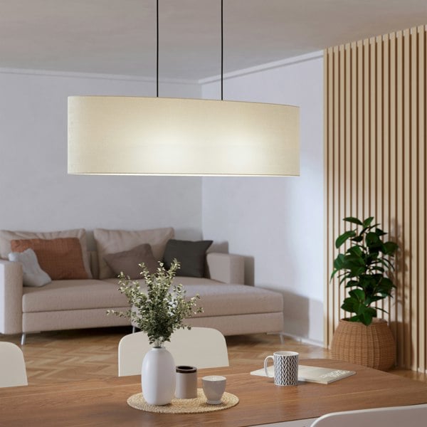 EGLO Febres Double White Fabric And Steel Shade Traditional Pendant