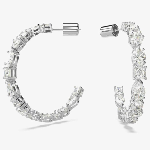 Swarovski Mesmera White Mixed Cut Rhodium Plated Hoop Earrings 5672834