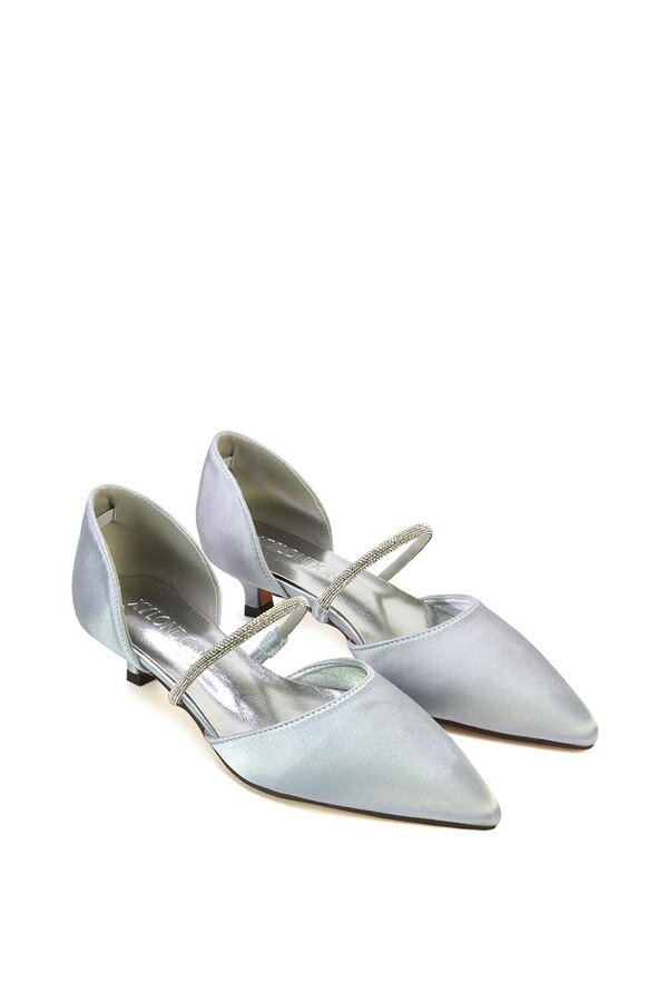 XY LONDON Diamante Strap Kitten Heel Pointed Toe Court Shoes