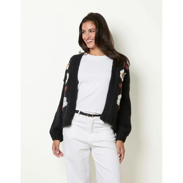 Blue Vanilla Cardigan With Floral Embroidery