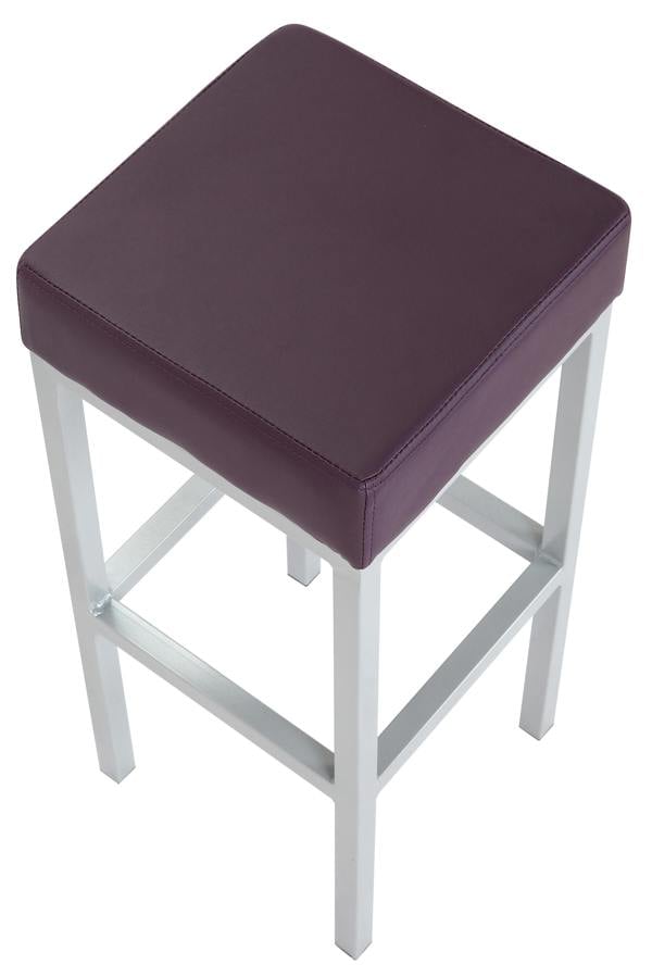 Lamboro Cube Single Kitchen Bar Stool, Fixed Satin Varnish Legs And Footrest, Extra Padded Seat, Breakfast Bar & Home Barstool, Purple