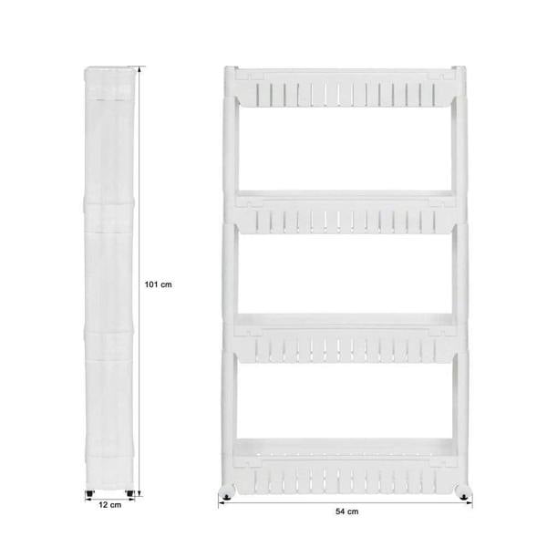 HYGRAD BUILT TO SURVIVE HYGRAD® Slide Out Storage Tower Folding 3/4 Tier Rolling Castor Kitchen Bathroom Trolley Rack UK (White, 4 Tier)