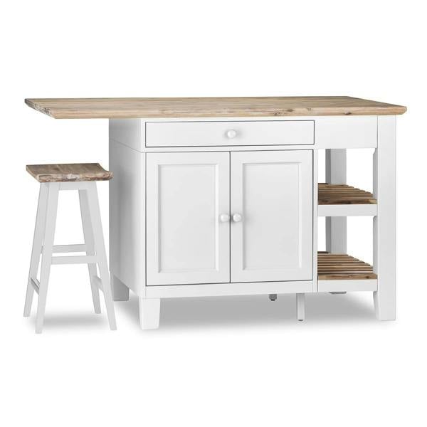 Statement Furniture Florence Kitchen Island with Cupboard and Shelves