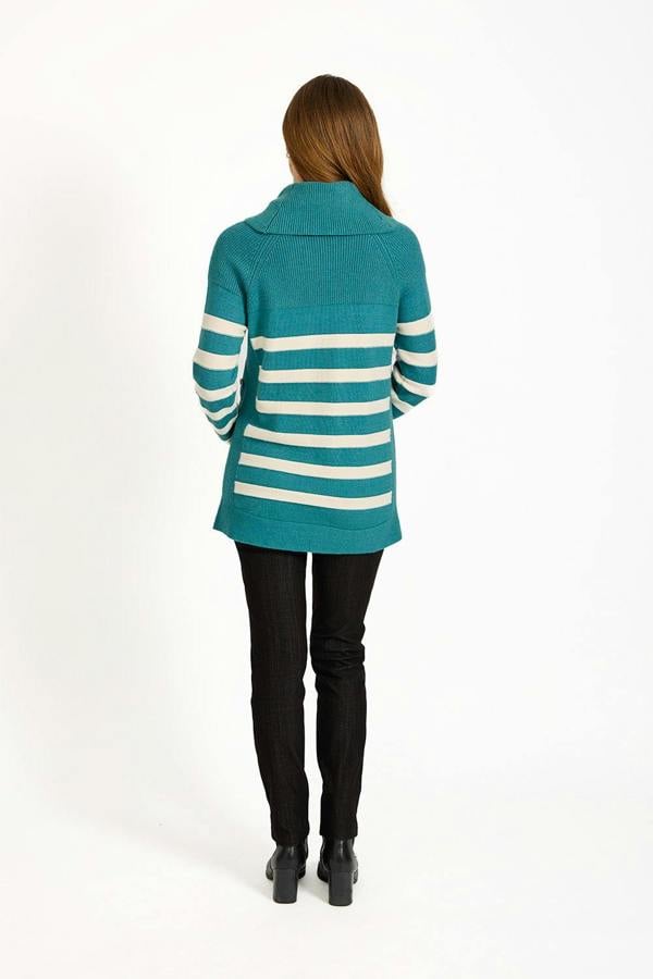 Mudflower Stripe Knit Cowl Neck Jumper
