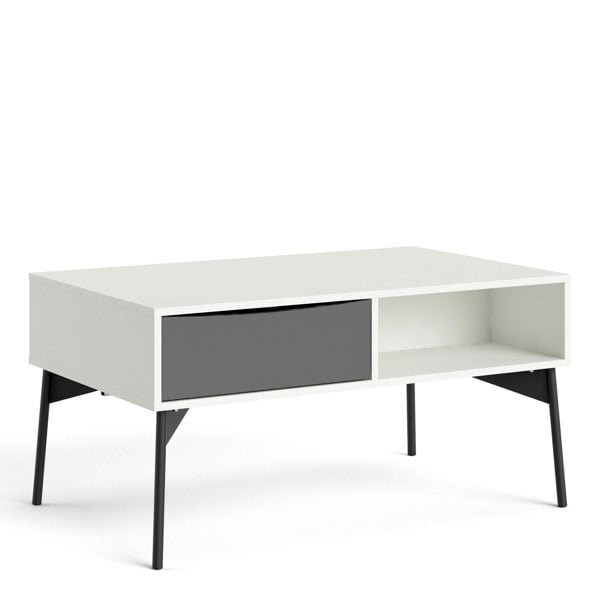 Furniture To Go Fur Coffee Table with 1 Drawer in Grey and White