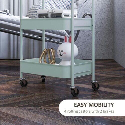 Wyld Haus Ravito Fari Metal Light Blue 3 Tier Steel Storage Trolley