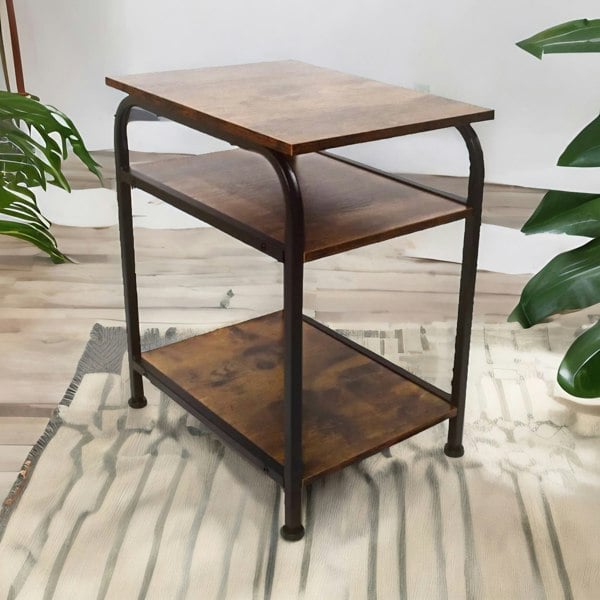 Rafaelo Mobilia 3 Tier Living Room Side Table Rustic Brown