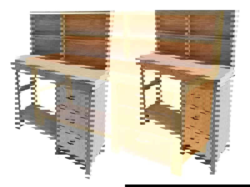 Arbor Garden Solutions Wooden Eucalyptus top tool cabinet workbench with storage shelf (V.7) with back panel