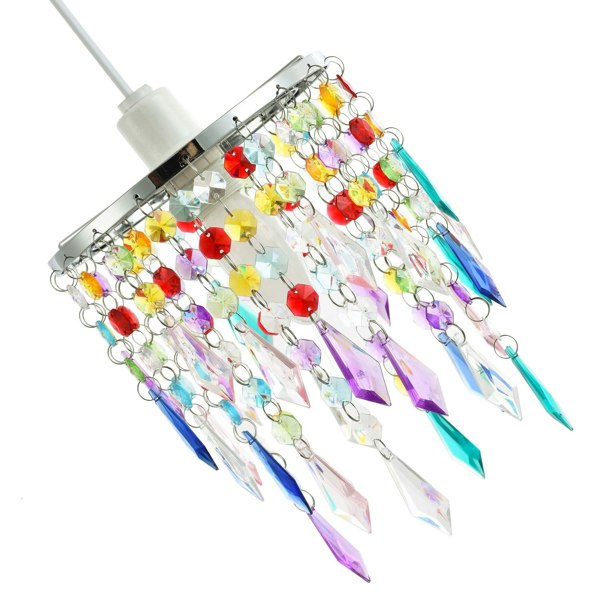 Modern Waterfall Design Pendant Shade with Multi Colour Acrylic Drops and Beads Image 4