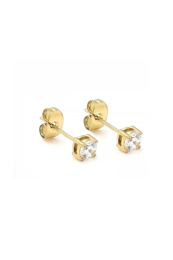 Say It With 4mm Round Claw Earrings - Yellow Gold
