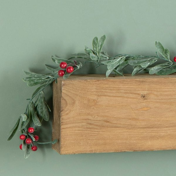 Samuel Alexander 1.90m Festive Garland with Green Seasonal Leaves and Red Berries