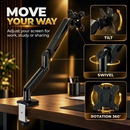 HOMCOM Monitor Stand up to 32", Height Adjustable, Black