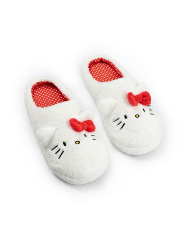Hello Kitty Womens White Character Face Mule Slippers