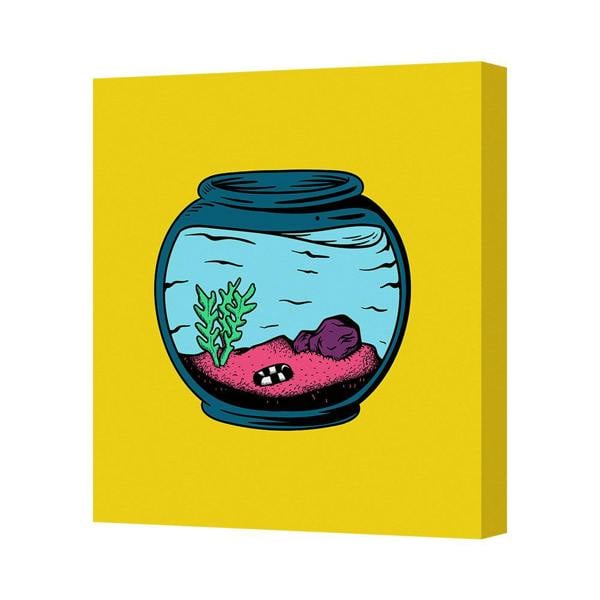 Benjamin Tate Design Yellow Canvas Wall Art Print Colorful Jar Aquarium Scene
