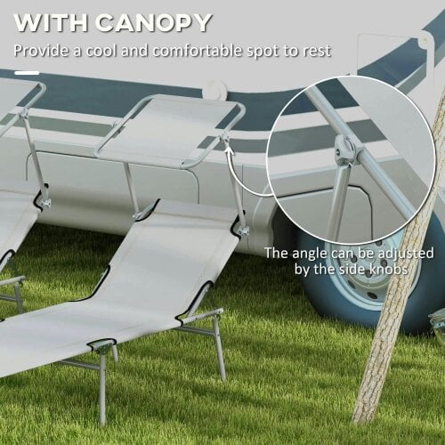 Bobobiy Outdoor Foldable Sun Lounger Set of 2, Light Grey