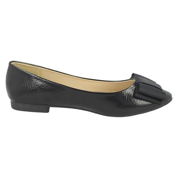 Spot On Ladies Spot On Crinkle Patent Ballerinas