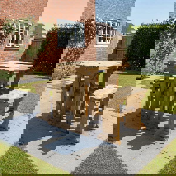 Arbor Garden Solutions Yews Space Saving Picnic Table and Benches Set - Rustic Finish