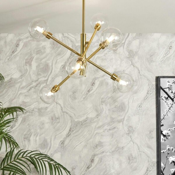 World Of Wallpaper Luxe Collection Mineral Effect Vinyl Textured Wallpaper - Silver/Grey
