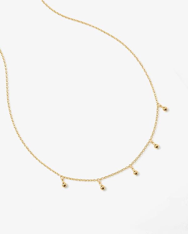 Elk & Bloom Dainty 14K Gold Beaded Drop Choker Necklace
