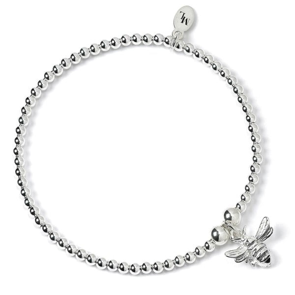 Bee on Silver Ball Bead Bracelet - MYLEE London