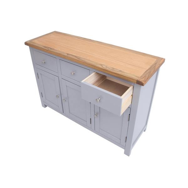 Cabinet Bits Mirano Grey 3 Drawer 3 Door Sideboard Chrome Knob