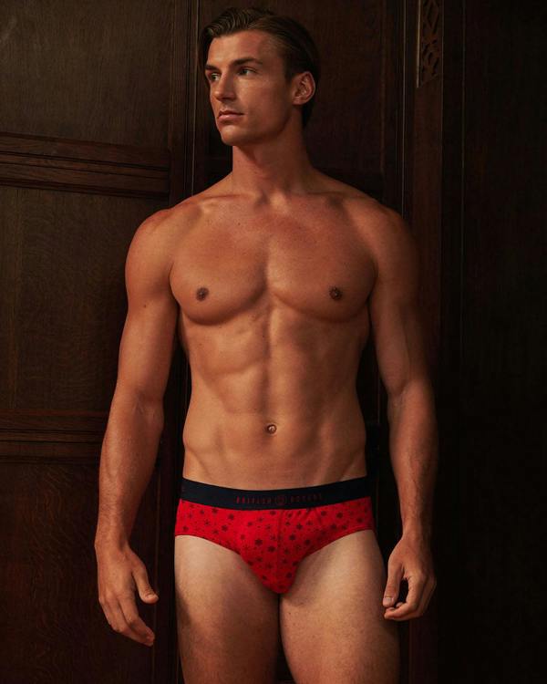 British Boxers Men's Bamboo Brief - Red-y For Snow