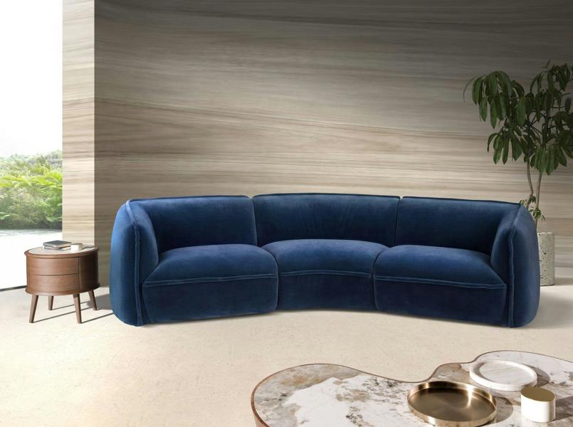 Angel Cerdá 3-Seater Dark Blue Velvet Sofa 6372