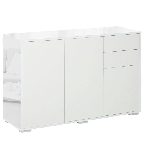 Wyld Haus Talu High Gloss White Large Sideboard With 2 Drawers And Double Cabinets